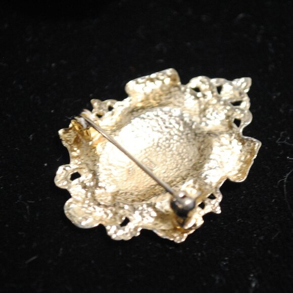 Vintage Gold Vermeil Sterling Silver Victorian Style Brooch 925 - Picture 6 of 8